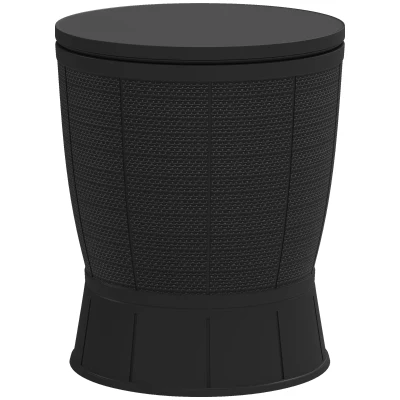 Outsunny 11 Gallon Patio Cooler Side Table, Outdoor Cooler Bar Table with Height Adjustable Top, Drainage Plug, Black