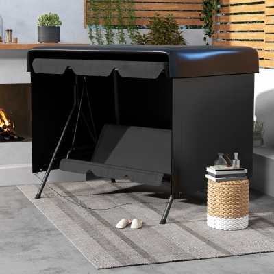 Outsunny 3-Seater Patio Swing Cover, Outdoor Garden Furniture Protection, 85" x 61" x 59", Black