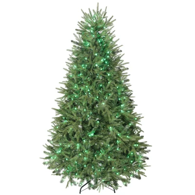 HOMCOM 6.5ft Christmas Tree with Synchronized LEDs, DIY Function, Frasier Grande Fir with Hinge Design, Remote, Daily Timer