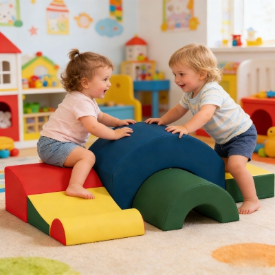 Qaba Toddlers Climbing Toys, 5-Piece Foam Climbing Blocks, Soft Play Set, Indoor for Stacking, Crawling, Sliding