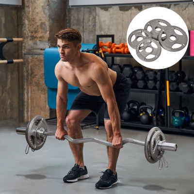 Soozier Set of 4 Weight Plates for 2"/5cm hole Dumbbell Handle Bar, 33 lbs Dumbbell Plates Barbell Weights, 2 x 11 lbs, 2 x 5.5 lbs, Silver