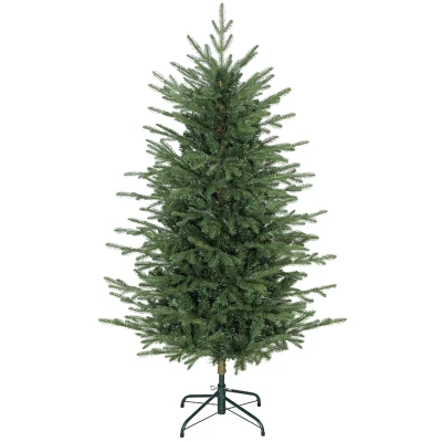 HOMCOM 5 ft Artificial Christmas Tree with Dense Realistic Branches, Full Ponderosa Fir, Hinged Xmas Tree, Easy Assembly