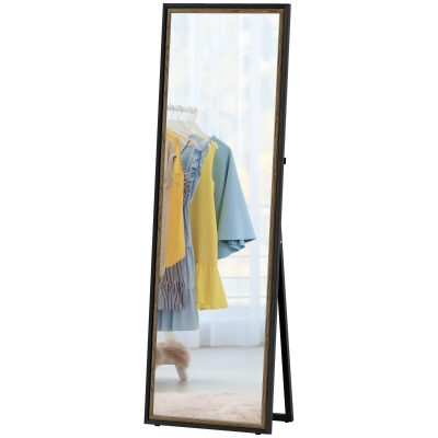 HOMCOM Full Length Mirror, 64" x 21" Rectangle Full Body Mirror with Dual-Tone Frame for Bedroom, Black