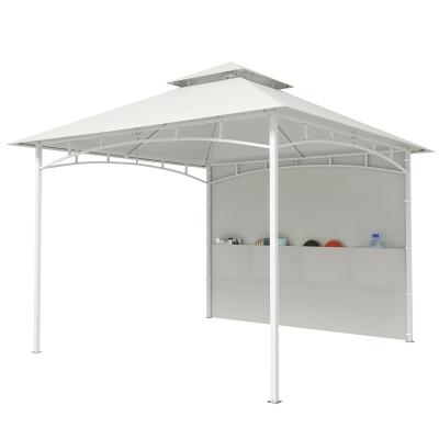 Outsunny 10' x 10' Patio Gazebo, Double Roof Outdoor Gazebo Canopy Shelter with Storage, Hook, Metal Frame, Cream White