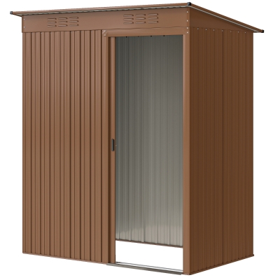 Outsunny 5.2' x 3.5' Outdoor Storage Shed, Easy to Assemble Metal Garden Shed, for Backyard, Lawn, Patio, Light Brown