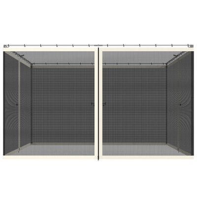 Outsunny Replacement Mosquito Netting for Gazebo 10' x 12' Black Screen Walls for Canopy with Zippers, Cream White