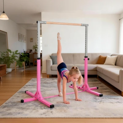 Soozier Adjustable Height Kids Gymnastics Bar, Pink