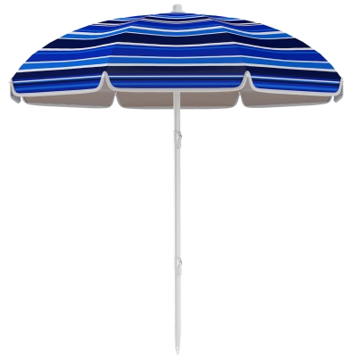 Outsunny 70.9" Dia. Portable Beach Umbrella, UV 50+ Ruffled Outdoor Umbrella with Adjustable Tilt Multicolor