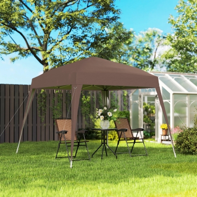 Outsunny 8' x 8' Pop Up Canopy, Outdoor Folding Tent, Portable Party Tent with Carrying Bag for Camping, Party, Picnic, Coffee