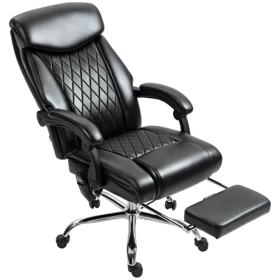 HOMCOM 6 Point Massage Office Chair with Remote, Ergonomic Reclining Computer Desk Chair with Footrest, Side Pocket, Black