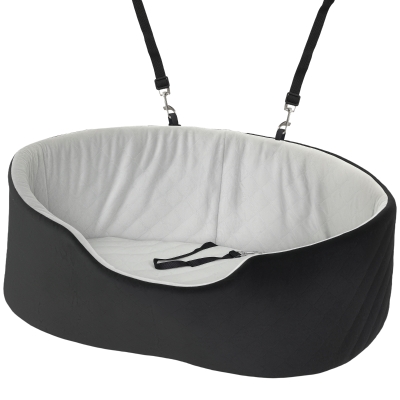 PawHut Dog Car Seat for Small Medium Pets, Detachable Washable Pet Bed with Cushion and Safety Belt for Dog Under 33lbs, Black