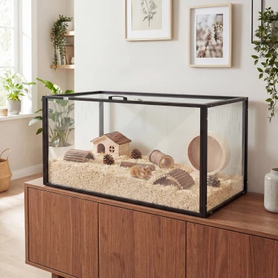 PawHut Large Acrylic Hamster Cage with Openable Top, Chewproof