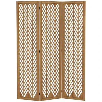 HOMCOM 3 Panel Room Divider, 5.6ft Tall Wood Folding Privacy Screens, Freestanding Partition Wall Dividers, Light Brown