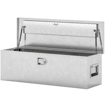 HOMCOM 48 Inch Truck Bed Tool Box, Heavy Duty Aluminum Diamond Plate Trailer Tongue Box with Side Handle and Locks Keys