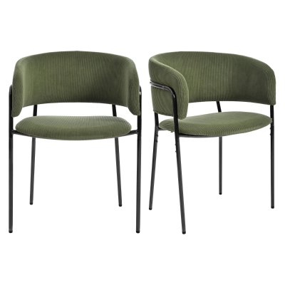 Modern Corduroy Side Chair with Ergonomic Curved Back, Minimalist Lounge Chair for Living Room, 30.5" L x 21.5" W x 19.5" H, Green