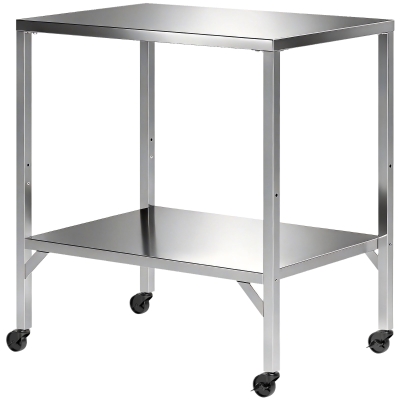 Outsunny Outdoor Grill Cart with Stainless Steel Tabletop, Pizza Oven Stand with Shelf, Lockable Wheels, Rolling BBQ Table