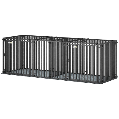 PawHut 83"L Heavy-Duty Dog Crate with Divider & Mat, XL Kennel