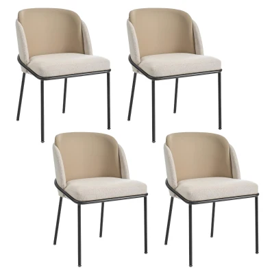 Set of 4 Stylish Dining Chairs with High-Density Foam Seats, Ergonomic chair Set with Anti-Slip Feet, 21.5'' L x 21.5'' W x 33.5'' H, Beige