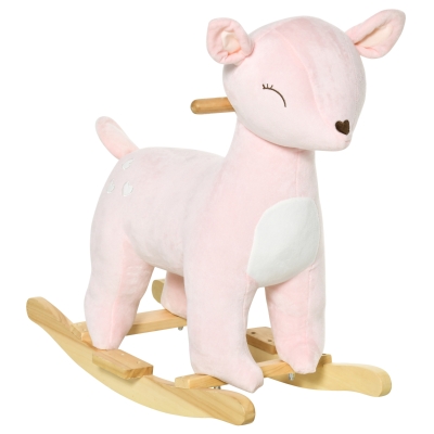 Qaba Kids Plush Rocking Horse Toy with Sounds, Pink