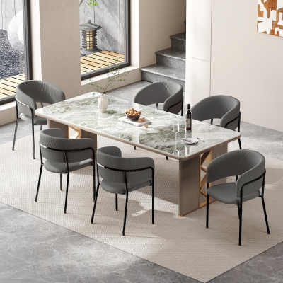 6-Piece Corduroy Side Chair Set with Ergonomic Curved Back, Modern Lounge Chair Set for Living Room, 30.5" L x 21.5" W x 19.5" H, Grey