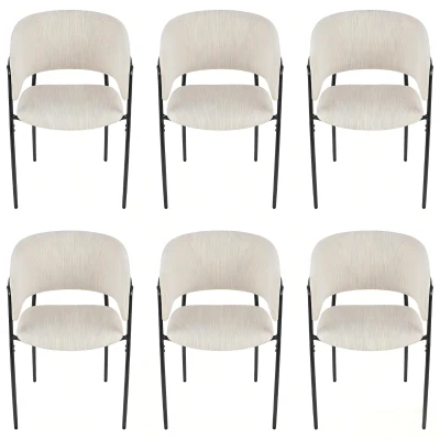 6-Piece Corduroy Side Chair Set with Ergonomic Curved Back, Modern Lounge Chair Set for Living Room, 30.5" L x 21.5" W x 19.5" H, Beige