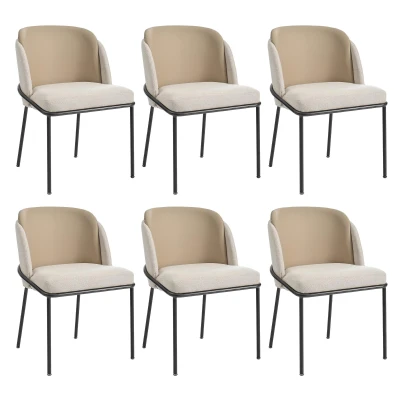 Set of 6 Minimalist Dining Chairs with Ergonomic Contoured Backrest, Durable Chairs Set with Solid Frame, 21.5'' L x 21.5'' W x 33.5'' H, Beige