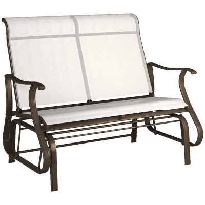 Outsunny 2-Person Outdoor Glider Bench, Cream White