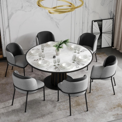 Set of 6 Modern Dining Chairs with Adjustable Anti‑Slip Feet, Upholstered Chairs for Living Areas, 21.5'' L x 21.5'' W x 33.5'' H, Black+Gray