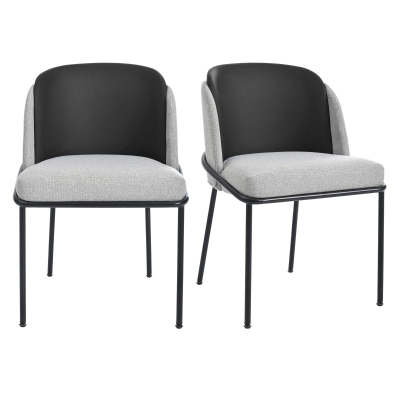 Set of 2 Sleek Dining Chairs with Ergonomic Backrest, Durable Chairs Set with Solid Frame, 21.5'' L x 21.5'' W x 33.5'' H, Black+Gray