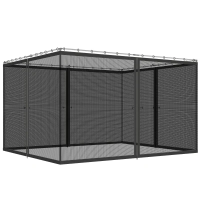 Outsunny Replacement Mosquito Netting for Gazebo 10' x 12' Black Screen Walls for Canopy with Zippers, Black