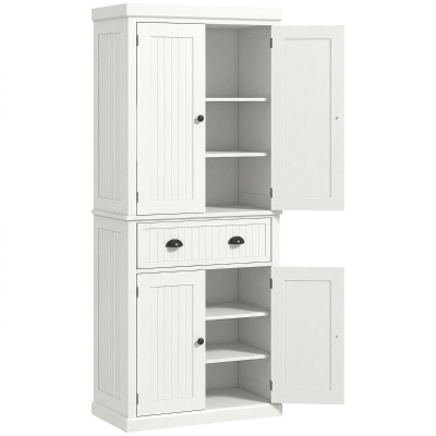 HOMCOM 72" Kitchen Pantry, Freestanding Storage Cabinet with Drawer, Doors, Cream White