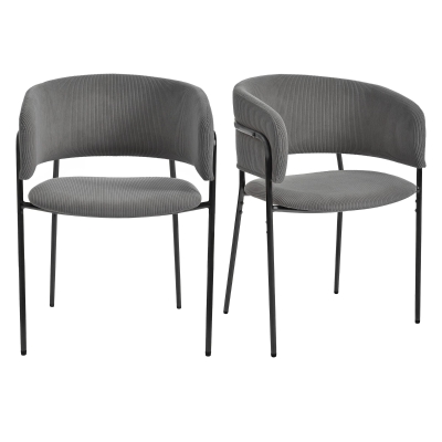 Modern Corduroy Side Chair with Ergonomic Curved Back, Minimalist Lounge Chair for Living Room, 30.5" L x 21.5" W x 19.5" H, Grey