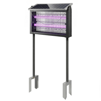 Outsunny Solar Bug Zapper Outdoor, 3500 V Electric Mosquito Fly Zapper with 14 ft Cord, Dusk-to-Dawn Control, Black