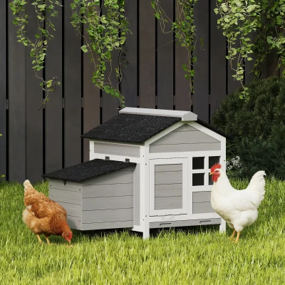 PawHut Wooden Chicken Coop with Nesting Box & Metal Tray, 36"