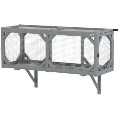 PawHut Cat Tunnel, Wooden Catio Outdoor Cat Enclosure with 2 Doors and Extendable Design, Wall-Mounted Pet Run