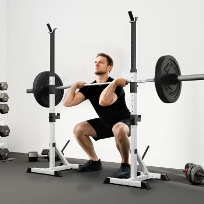 Soozier 2-Piece Adjustable Barbell Squat Rack & Bench Press
