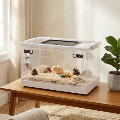 PawHut Stackable Hamster Cage with Front Door, Ventilated Habitat