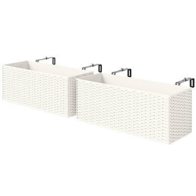 Outdoor Planters 19.7" L x 7.5" W x 7.5" H White