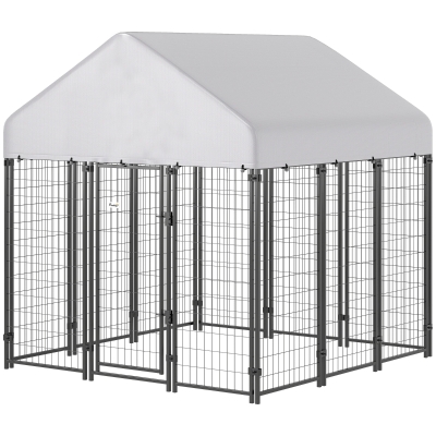 PawHut 6' x 6' Outdoor Dog Kennel with Roof & Lock, Heavy-Duty