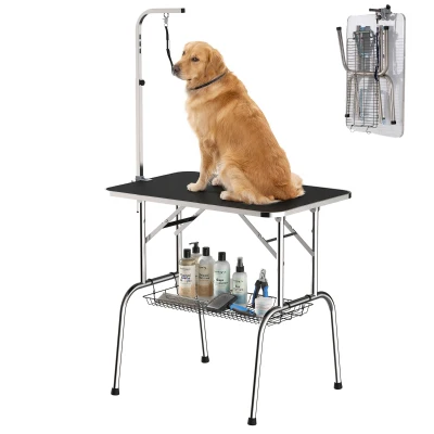 PawHut 36-inch Dog Grooming Table Stainless Steel QUALITY GUARANTEED with Adjustable Arm and Basket