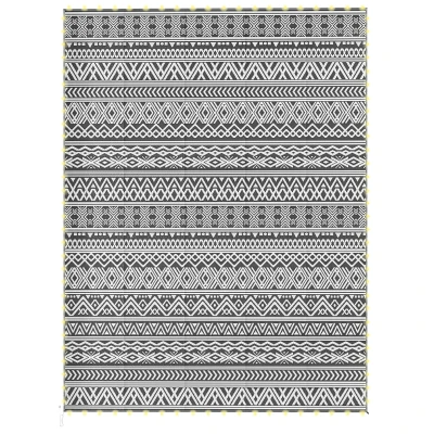 Outsunny Outdoor Rug Carpet with USB Lights Reversible Patio Rug with Carry Bag for Camping 12' x 9'