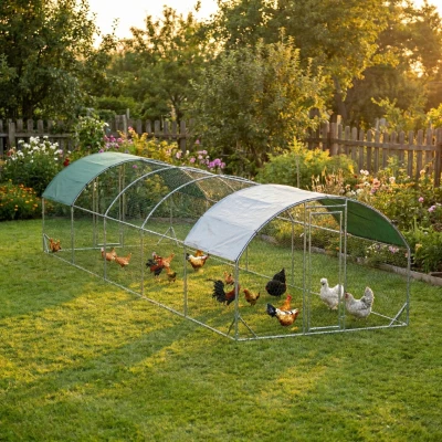 Chicken Coop 9.2' x 31.2' x 6.5' Silver