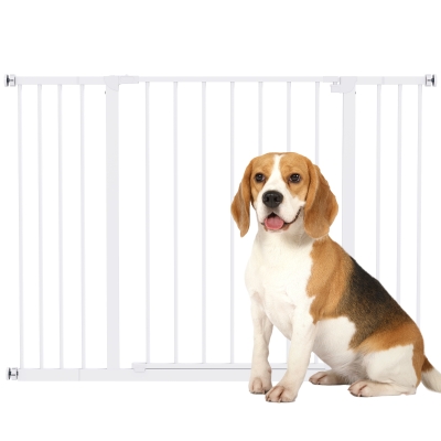 PawHut Pressure Fit Dog Gate Pet Barrier for stairs doorway, 29.9''- 42.1'' Width White