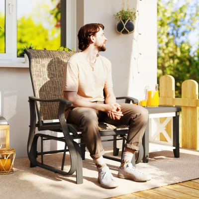 Outdoor Glider Chair 25.75" W x 30.5" D x 38.25" H Light Mixed Brown