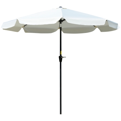 Outsunny 8.5 ft Outdoor Market Table Umbrella, Round Patio Umbrella with Tilt and Crank for Garden, Backyard, Deck, Cream White