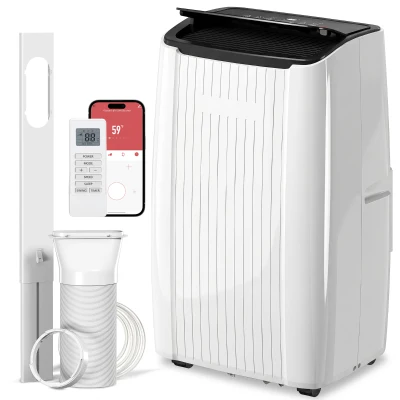 HOMCOM 12000 BTU 5-in-1 Portable Air Conditioner with Cool, Heat, Dehumidifier, Fan, Sleep, WiFi Voice Control, White