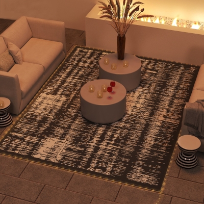 Outsunny Outdoor Rug Carpet Waterproof Camping with LED Lights, Carry Bag & Stakes, 12' x 9'