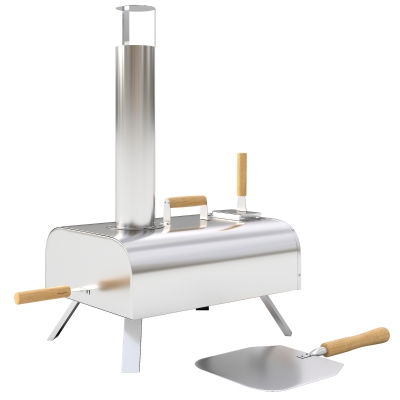 Outsunny Outdoor Pizza Oven, Portable Wood Pellet Pizza Oven with Pizza Stone and Peel, Foldable Legs, Chimney