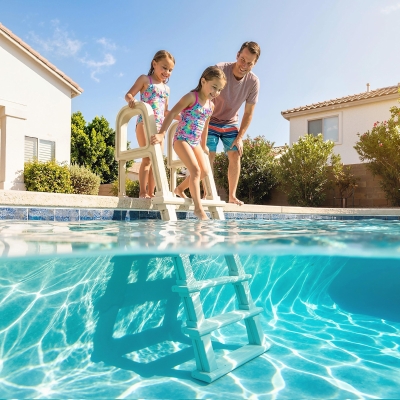 Outsunny Swimming Pool Ladder, 63.4"-69.3" Adjustable 5-Step Pool Stairs with Handrails, Non-Slip Steps, Load Capacity 300 lb