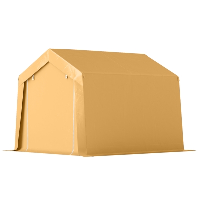 Outsunny 10' x 10' Outdoor Storage Shed Portable Garage with Roll-up Door for Motorcycle, Bike, Garden Tools, Beige